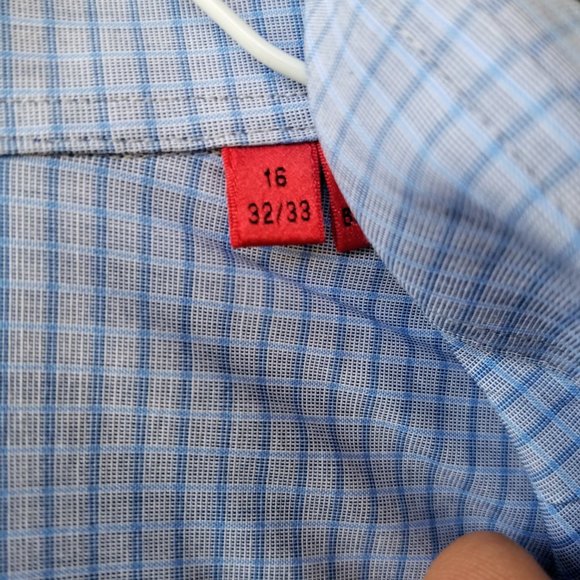 16.5 32/33 Hugo Boss Modern Fit Shirt - Gray/Blue - Picture 5 of 5